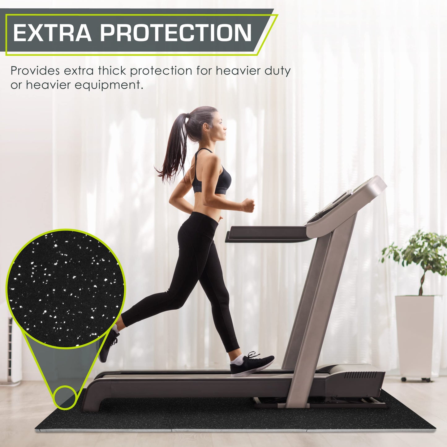 ProsourceFit Rubber Top Exercise Puzzle Mat 3/4-inch, 24 SQFT, 6 Tiles, EVA Foam Interlocking Tiles for Home Gym Protective Flooring for Equipment and Workouts, Grey