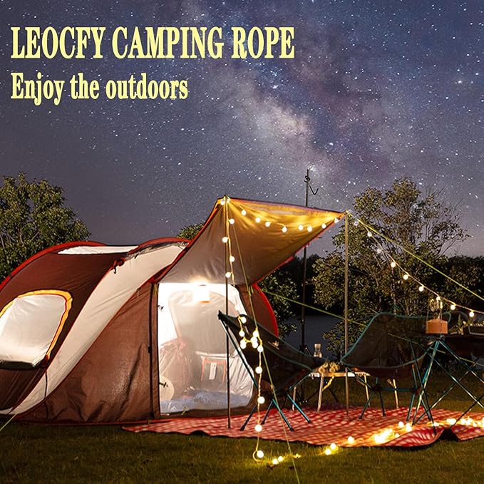 10 Pack 4mm Outdoor Guy Lines Tent Cords Reflective Canopy Wind Rope Lightweight Camping Rope with Aluminum Guylines Adjuster for Tent Tarp, Canopy Shelter, Camping, Hiking, Backpacking White