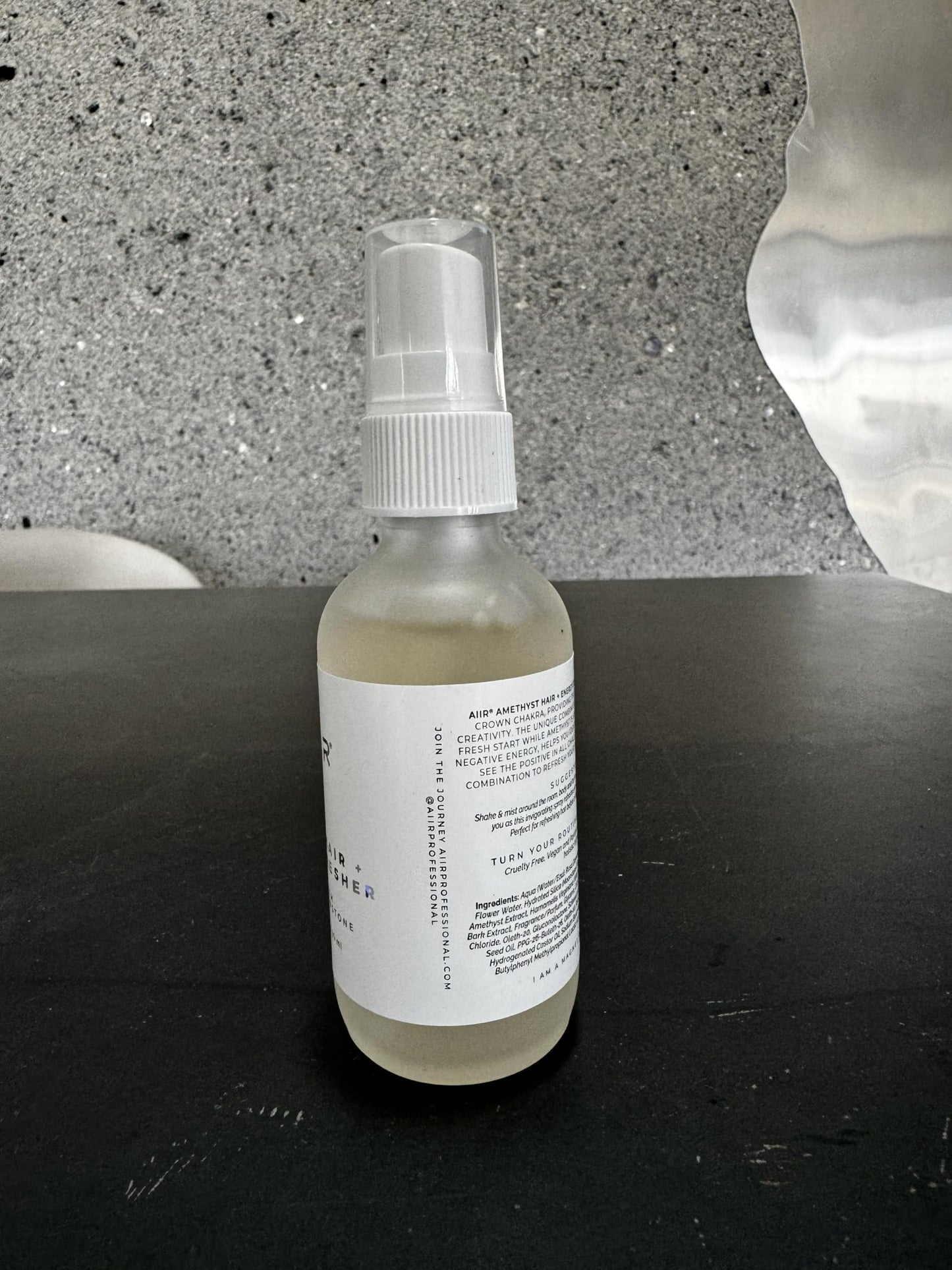 AIIR Amethyst Hair + Energy Refresher - 2 Fl Oz Crystal Infused Room and Hair Mist with Rose Water for Positive Energy Cleansing