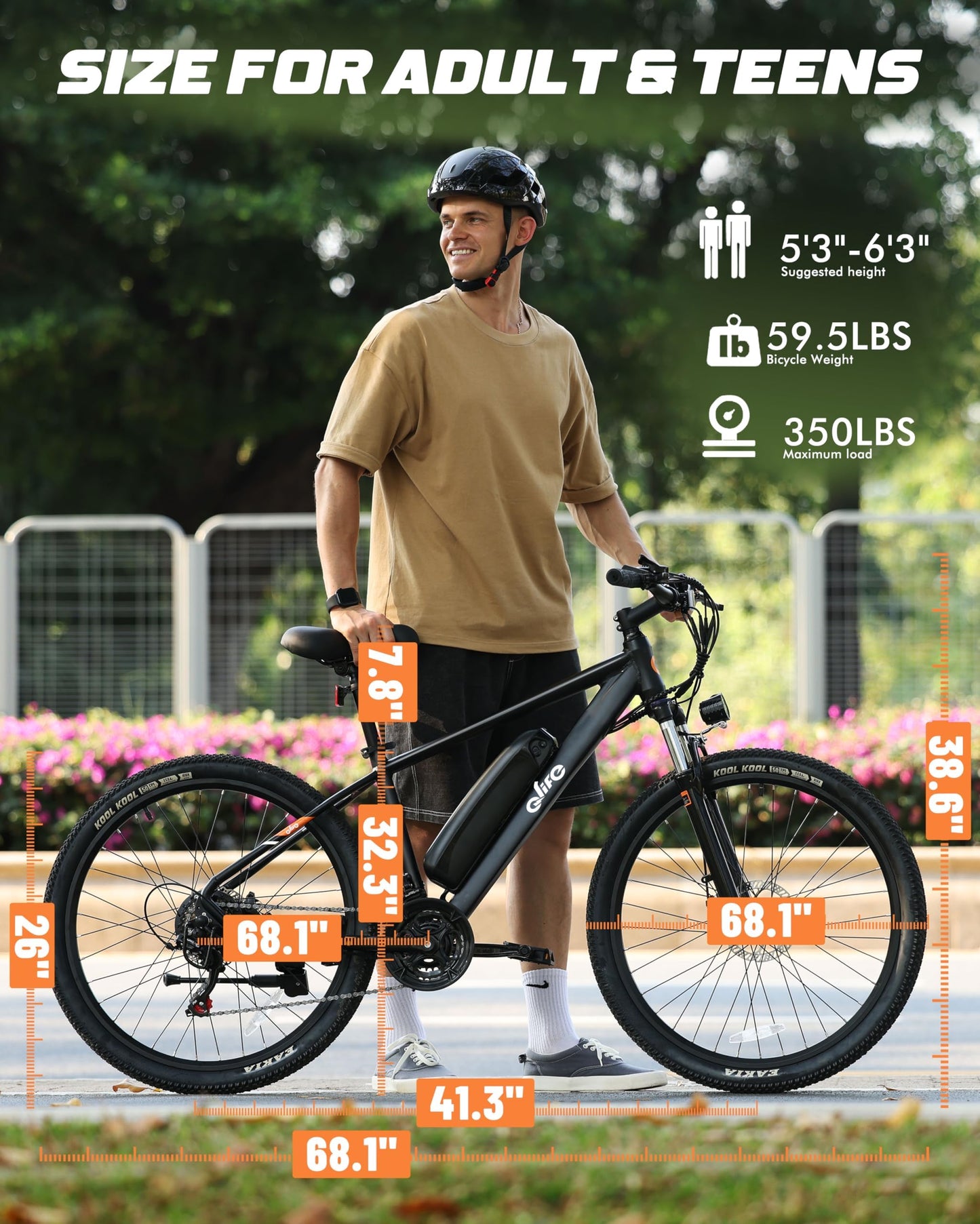 Qlife Racer Electric Bike for Adults - 21-Speed Mountain Lightweight Ebike with Peak 750W 22MPH Brushless Motor, 375Wh Removable Battery, 26X2.1 Tire Step Over E-MTB, Up to 40 Miles,Black