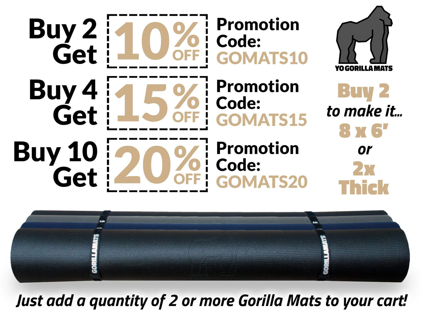 Gorilla Mats Premium Large Exercise Mat – 6' x 4' x 1/4" Ultra Durable, Non-Slip, Workout Mat for Instant Home Gym Flooring – Works Great on Any Floor Type or Carpet – Use With or Without Shoes