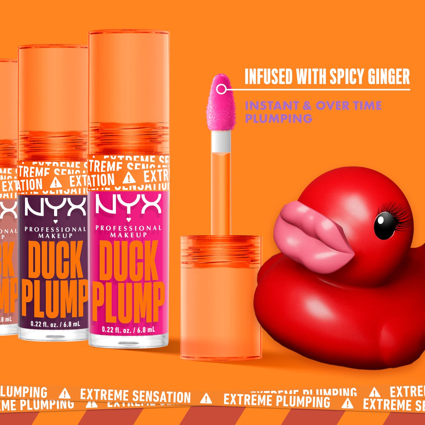 NYX PROFESSIONAL MAKEUP Duck Plump High Pigment Lip Gloss, Lip Plumper Gloss with Spicy Ginger - Strike A Rose