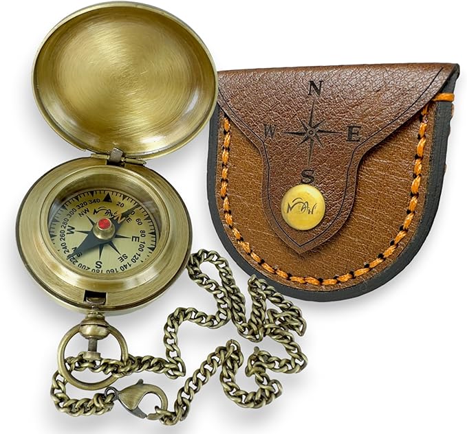 Backpacking Navigation Handmade Brass Personalize Compass for Best Man Get Well Hiking Camping Hunting Trekking Sailing Adventure Travelling Graduation Day Birthday Gifts for Son Back to School