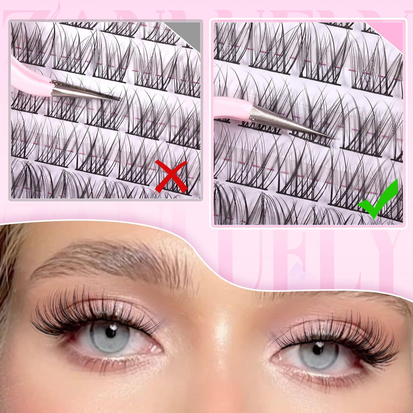 Lash CLusters Wispy Eyelash Clusters Natural Lash Extensions C Curl zanlufly Individual Lashes DIY Eyelash Extensions at Home Mix Length Cluster Lashes (180Pcs,8-16MM)