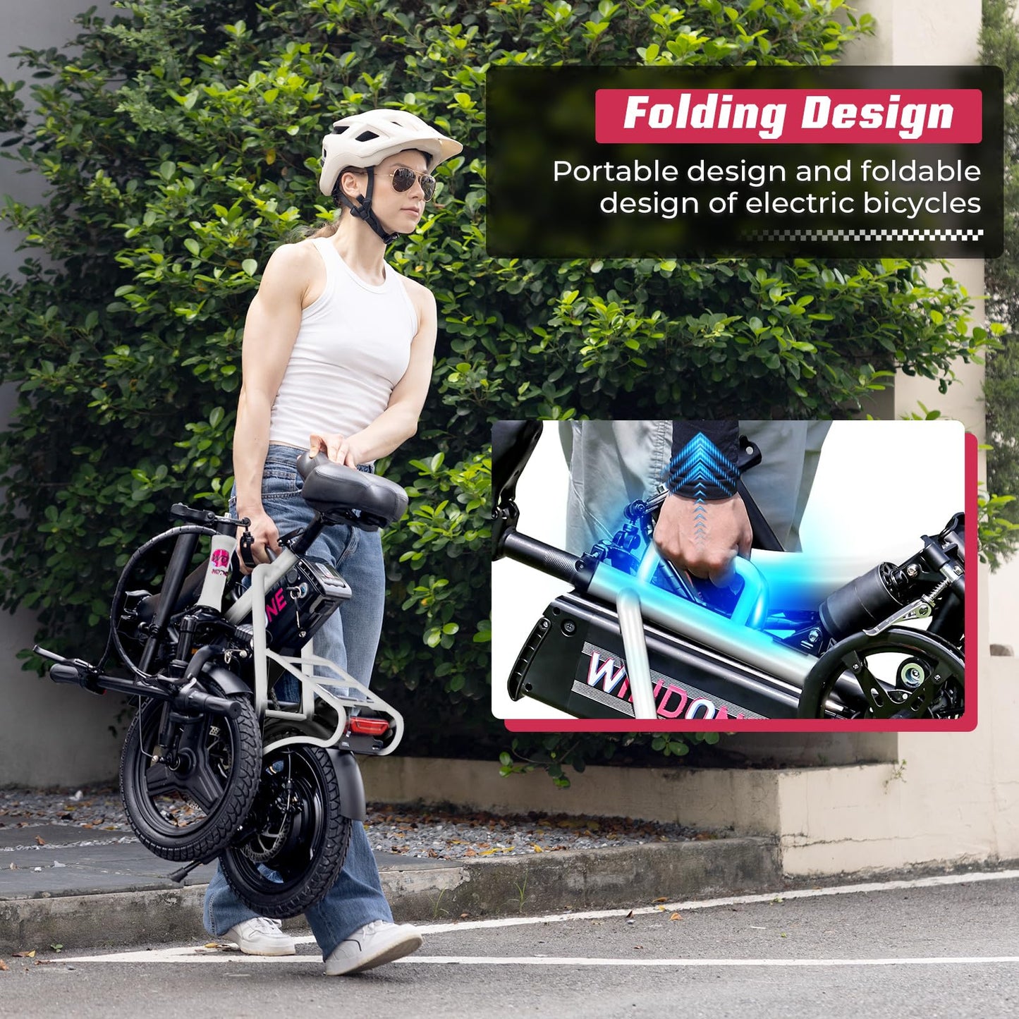 Windone S14 Electric Bike for Adults, Max 19 MPH Speed & 28 Miles Range (PAS), 500WPeak Motor and Lightweight & Portable, Shock Absorbers Electric Bicycle, Foldable ebike for Adults