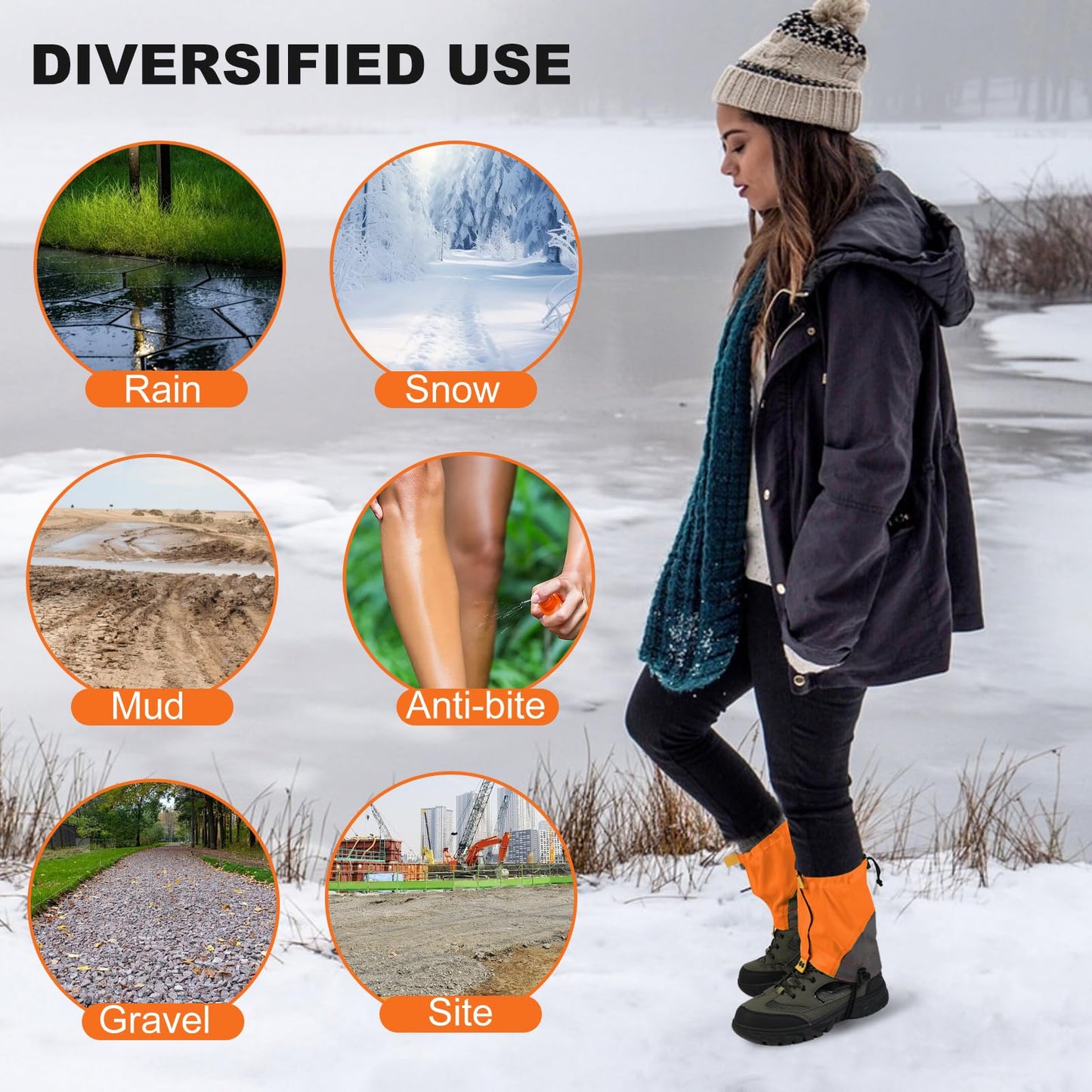 Gators for Hiking Boots and Shoes, Lightweight Adjustable Leg Gaiters for Men Women, Waterproof Hiking Gaiters for Snow,Trail Running,Hiking,Hunting,Walking, Skiing,Snowshoeing,Mountain Climbing
