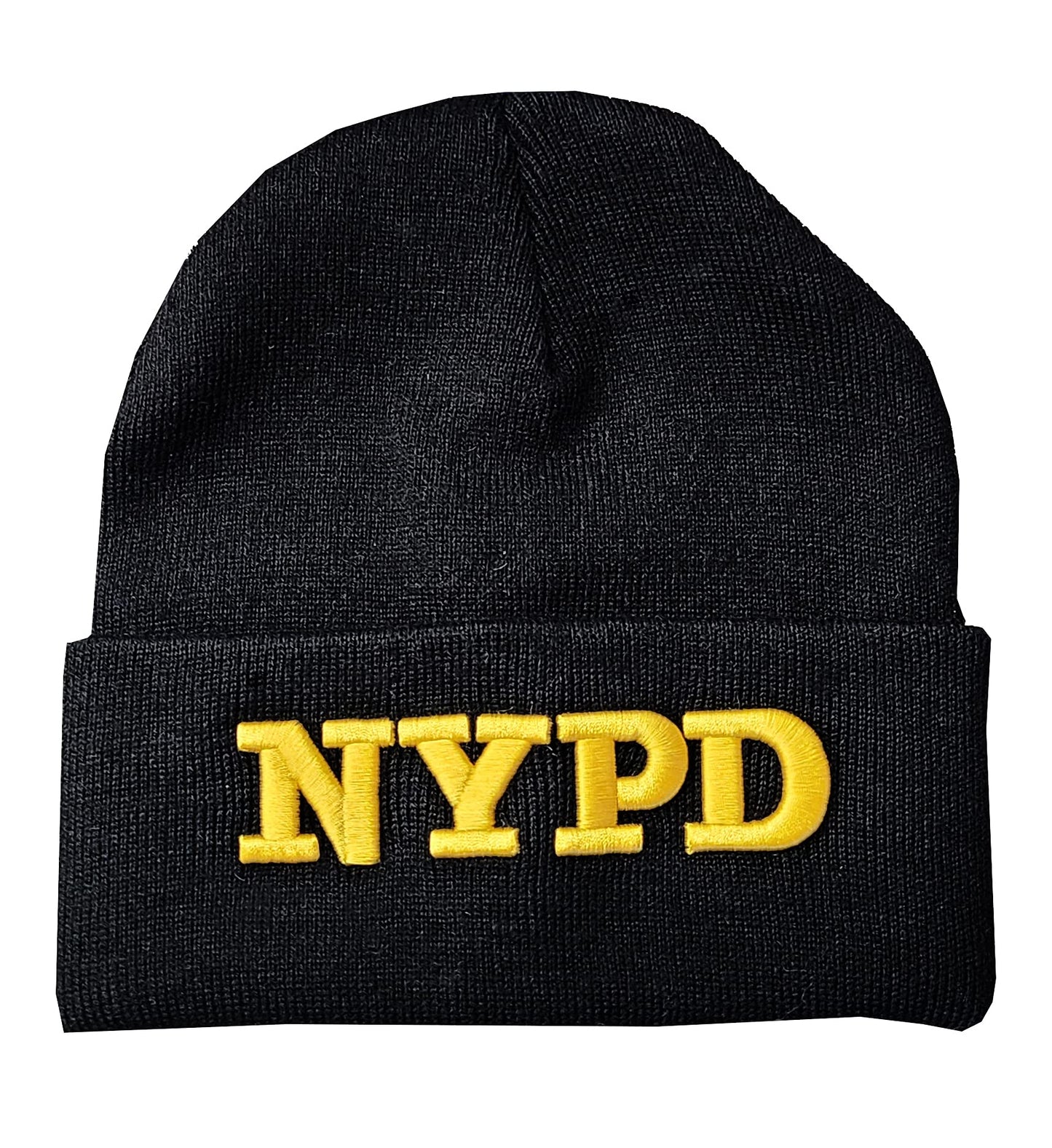 NYPD Beanies (Folded Cuff, Black-Gold / 99105b) Small-X-Large