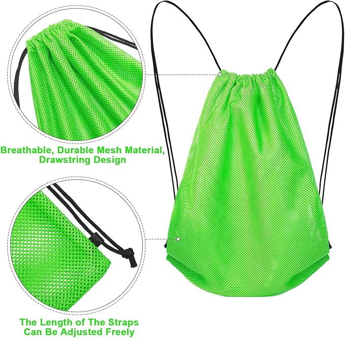Mesh Drawstring Backpack Bag Multifunction Mesh Bag for Swimming, Gym, Clothes (Fruit Green)