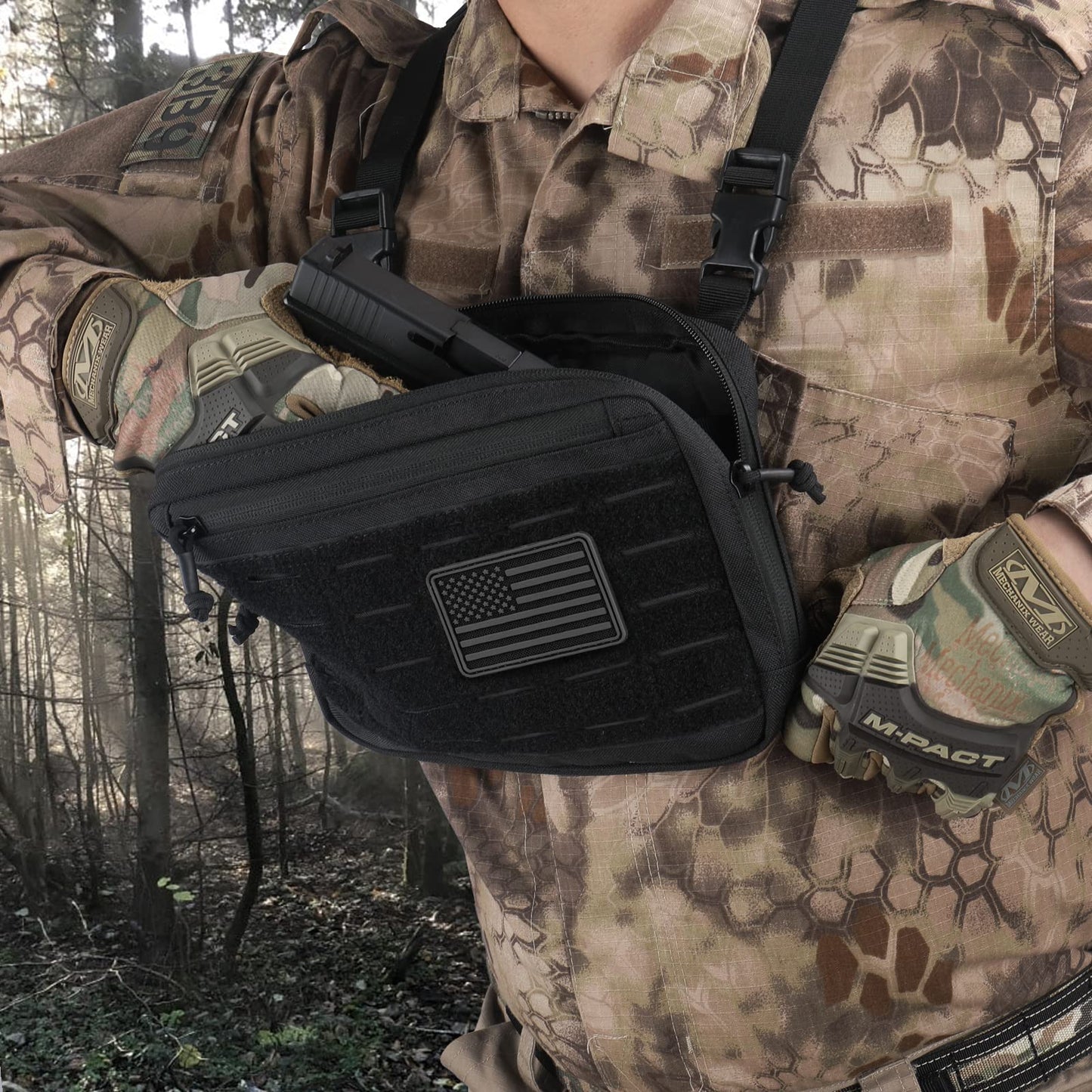 WYNEX Tactical Chest Rig Bag of Laser Cut Design, Molle Chest Pouch Utility Recon Kit Bag Tactical Chest Pack Bag