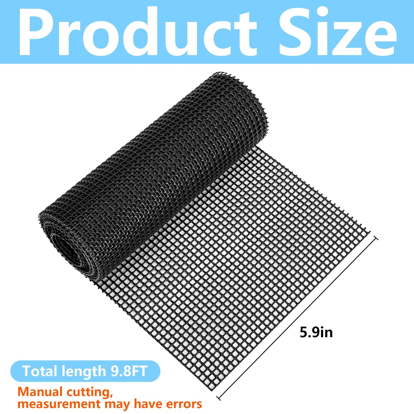 1 Roll Ski Board Protective Mesh-118.1" x 5.9" Cuttable Snowboard Skin Mesh Protector-Black Ski Skins Net for Prevent Snow and Ice from Sticking or Freezing
