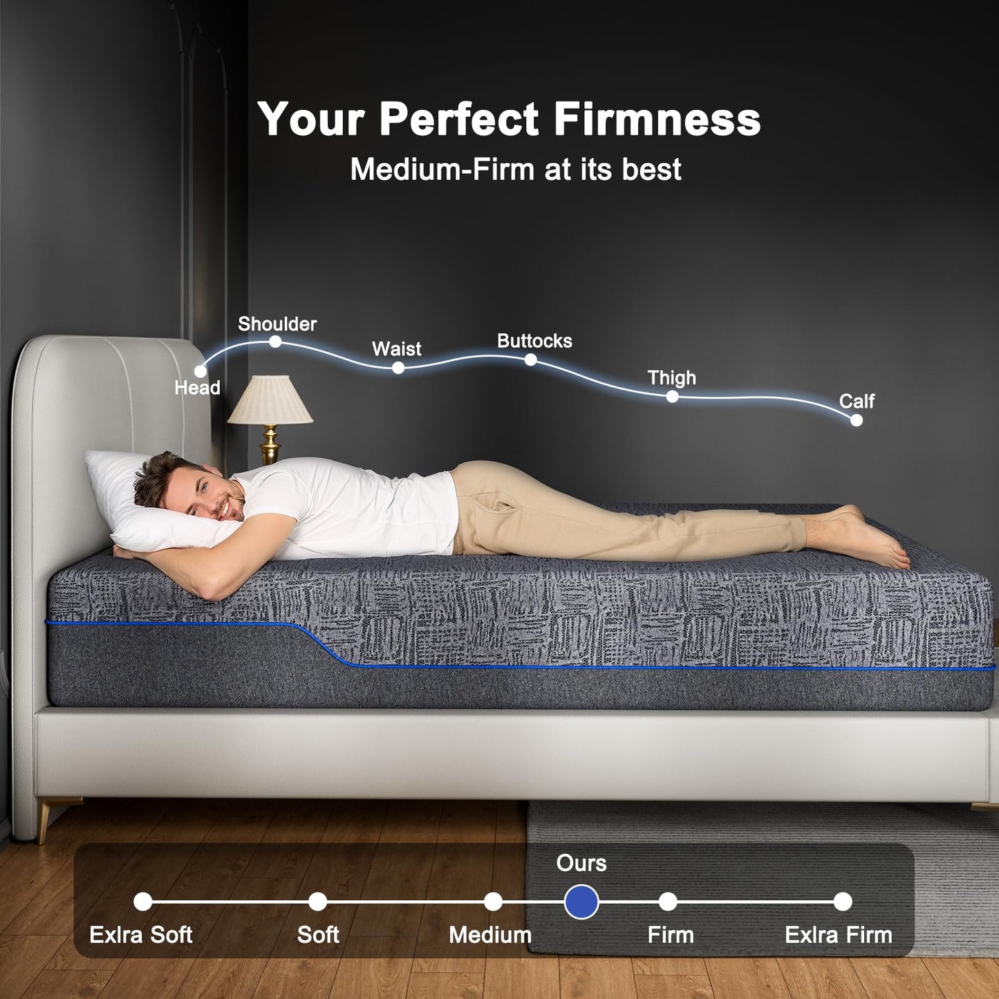 Amada 12 Inch Queen Mattress, Queen Memory Foam Mattress, Cooling Sleep & Pressure Relief, Medium Firm Plus Feel & Fiberglass-Free, CertiPUR-US Certified Mattress Bed in a Box