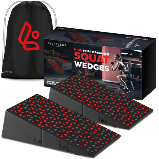 Squat Wedge Slant Board For Squats Pair - Squat Wedge Block, Calf Raise Block, Heel Elevated Squat Wedge, ATG Equipment, Anti-Slip Yoga Wedge, Squat Box, 17° Incline, 3.5x5.9x12.2", Blaze Red