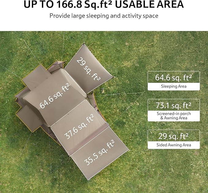 Naturehike Village Camping Tent,4/6/8 Person Tents for Camping, 60S Easy Setup Instant Tent for Family Camping, Car Camping