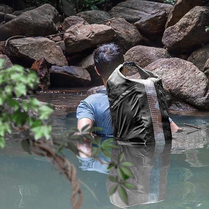 Waterproof Floating Dry Bag for Men Women - 25L Waterproof Backpack with Side Pockets - Roll Top Sack Keeps Gear Dry for Kayaking, Rafting, Boating, Swimming, Camping, Beach, Fishing