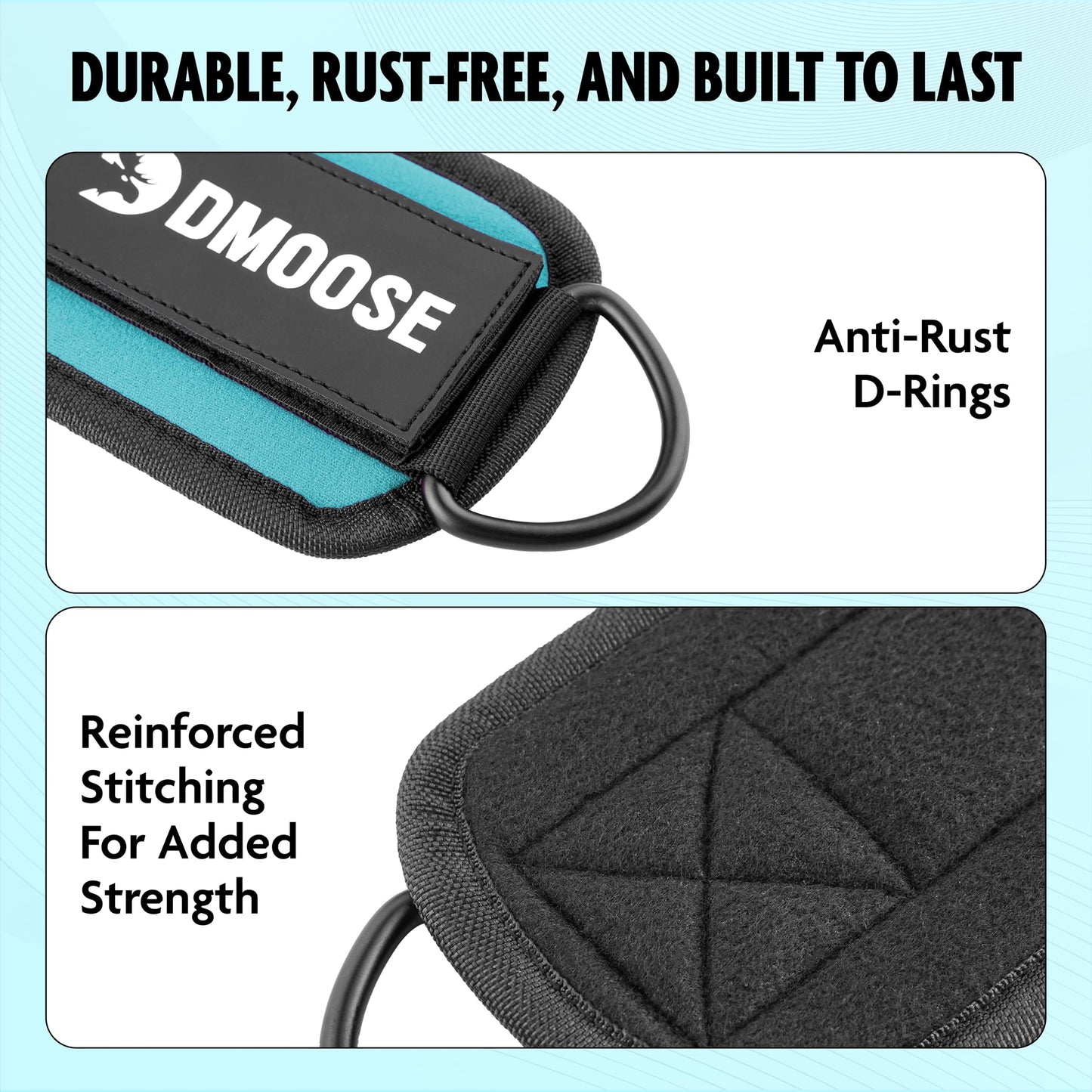 DMoose ankle cable straps for workout - One Size Fit with Premium Padding, foot strap for cable machine, cable leg attachments for gym, Booty Workouts, Leg Extension, Hip Abductors