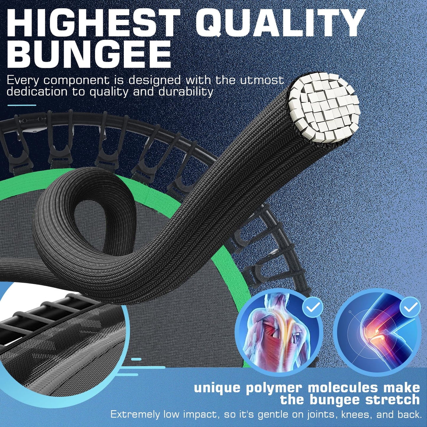 ANCHEER 40" Foldable Mini Trampoline Max Load 450lbs, Fitness Trampoline with Bungees, Adjustable Foam Handle, Indoor Exercise Trampoline for Adults Inoor/Garden Workout