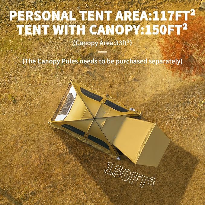 Naturehike Dune Hot Tent with Stove Jack,Double Layer 4 Season Tent,Waterproof 2-3 Person Tents for Camping