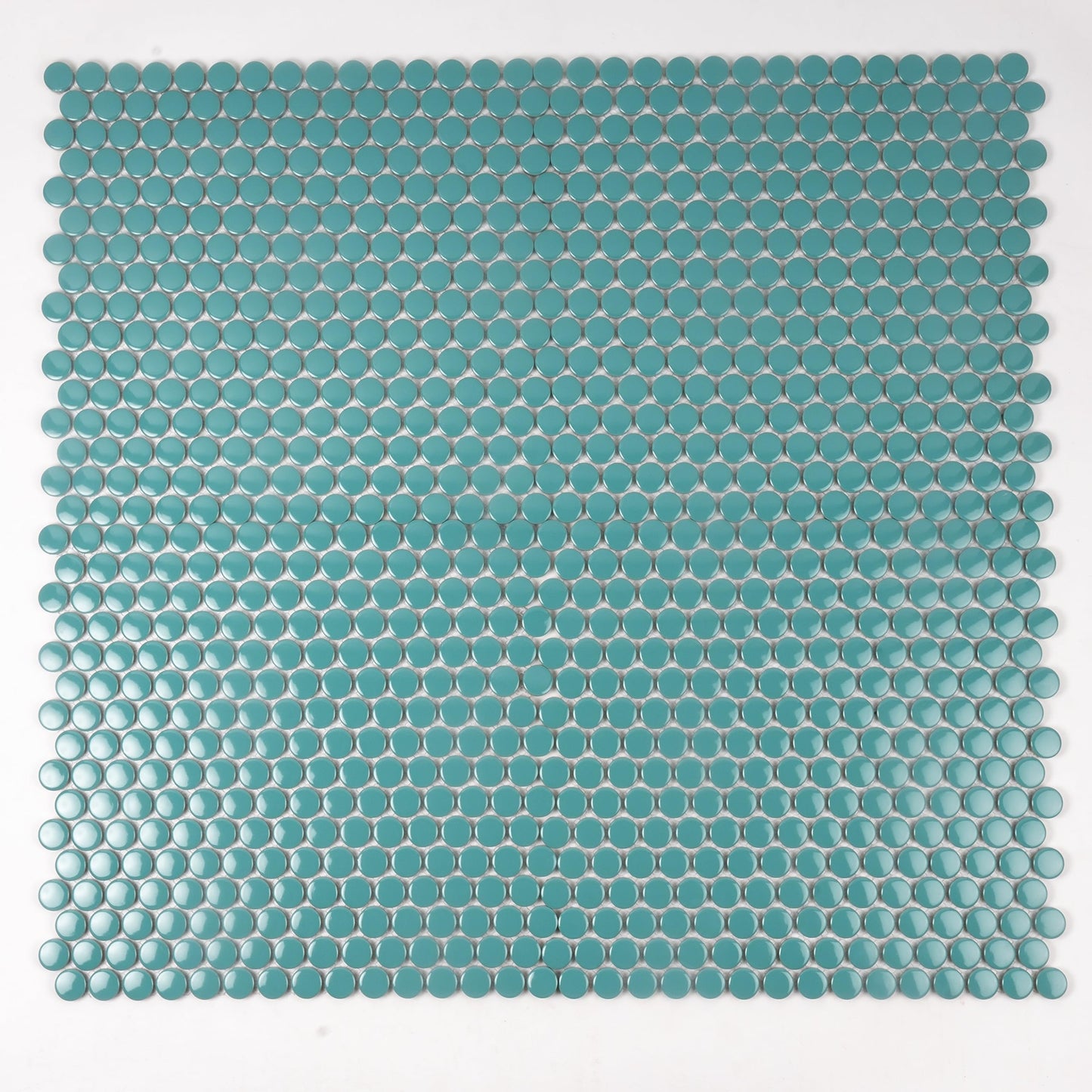 10 Ceramic Penny Round Tile Sheets, 9.87 SqFt/Box. Glossy Turquoise 11.46 X 12.4 in. Porcelain Wall Backsplash & Floor Decorative Mosaic Tile. Easy Install for Kitchens, Bathrooms Decor/Remodel