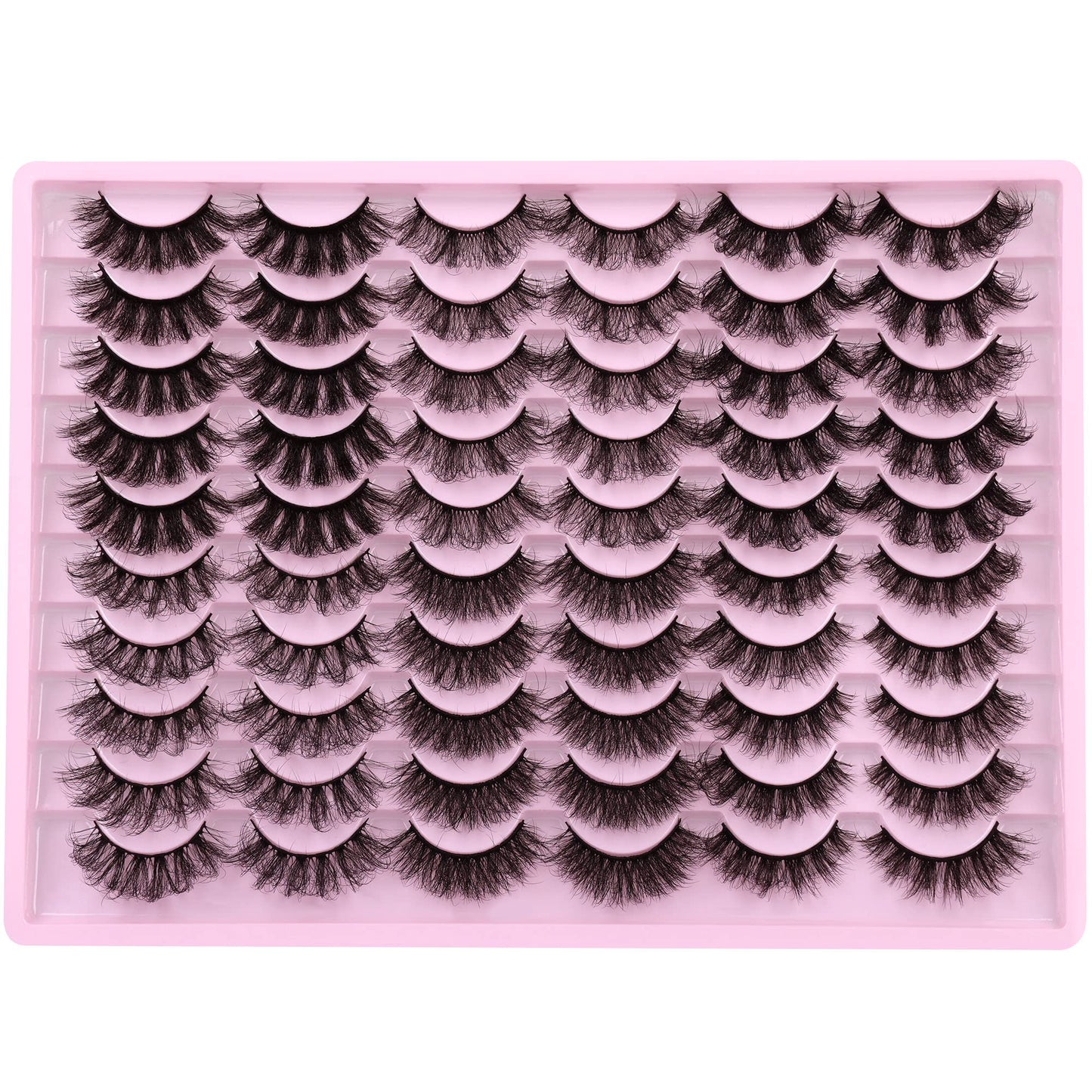 ALPHONSE Mink Lashes Fluffy Wispy 20 MM Eyelashes 8D High Volume Dramatic False Lashes Pack Long Thick Fake Eyelash 30 Pairs Multipack