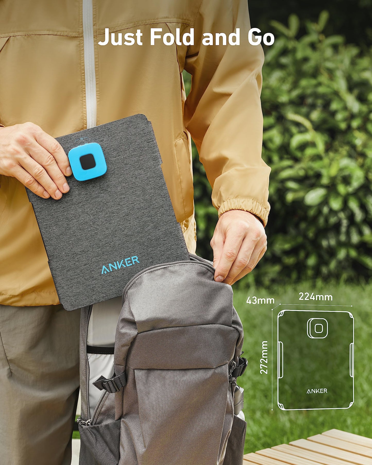 Anker Solix PS30 Solar Panel, 30W Foldable Portable Solar Charger, IP65 Water and Dust Resistance, Ultra-Fast Charging, Charges 2 Devices at Once, for Camping, Hiking, and Outdoor Activities.