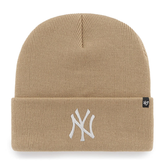 '47 New York Yankees Beanie (NY Yankees) Mens Womens Cuffed Knit Winter Hat, Khaki, One Size Fits