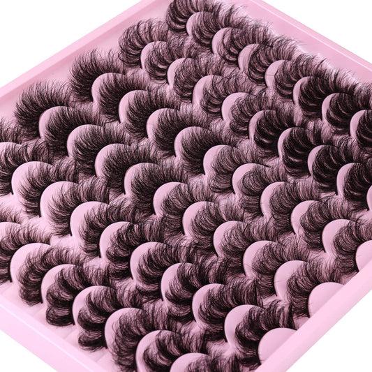ALPHONSE Mink Lashes Fluffy Wispy 20 MM Eyelashes 8D High Volume Dramatic False Lashes Pack Long Thick Fake Eyelash 30 Pairs Multipack