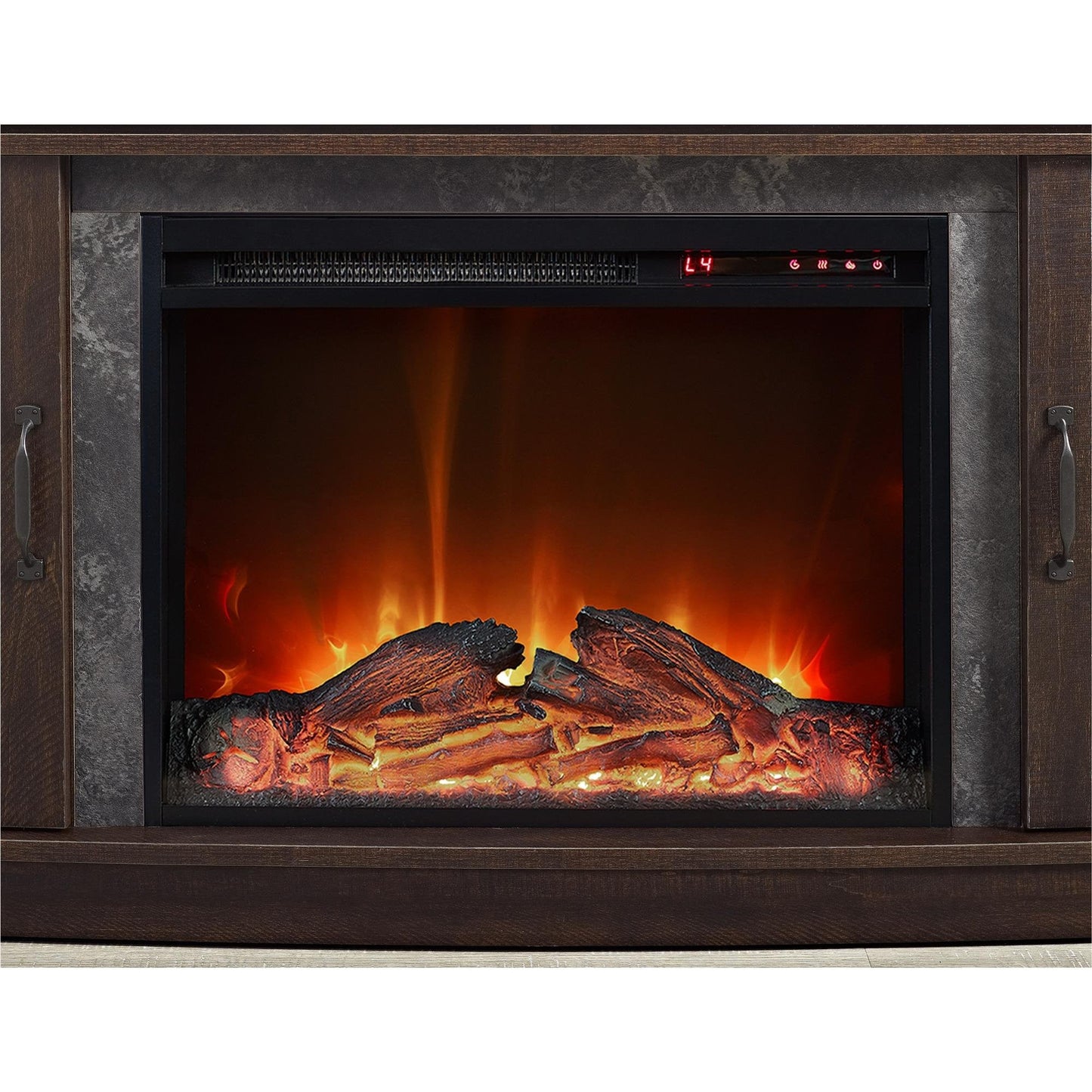 Ameriwood Home Barrow Creek Fireplace Console with Glass Doors for TVs up to 60", Espresso