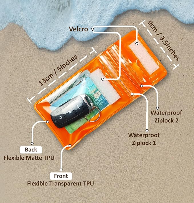 Waterproof Car Key FOB Pouch Submersible Dry Bag Holder for ID Credit Cards Cash Keys Case Swim Surf Floating Wallet