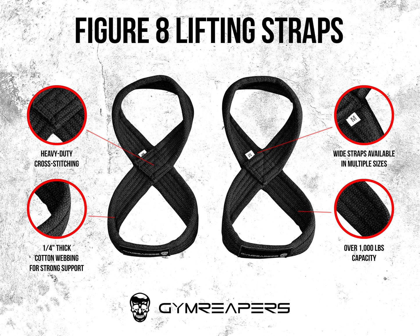Figure 8 Lifting Straps For Deadlift, Powerlifting, Strongman, & Cross Training Strong Weightlifting Wrist Straps For Men, Women(Black, Small)