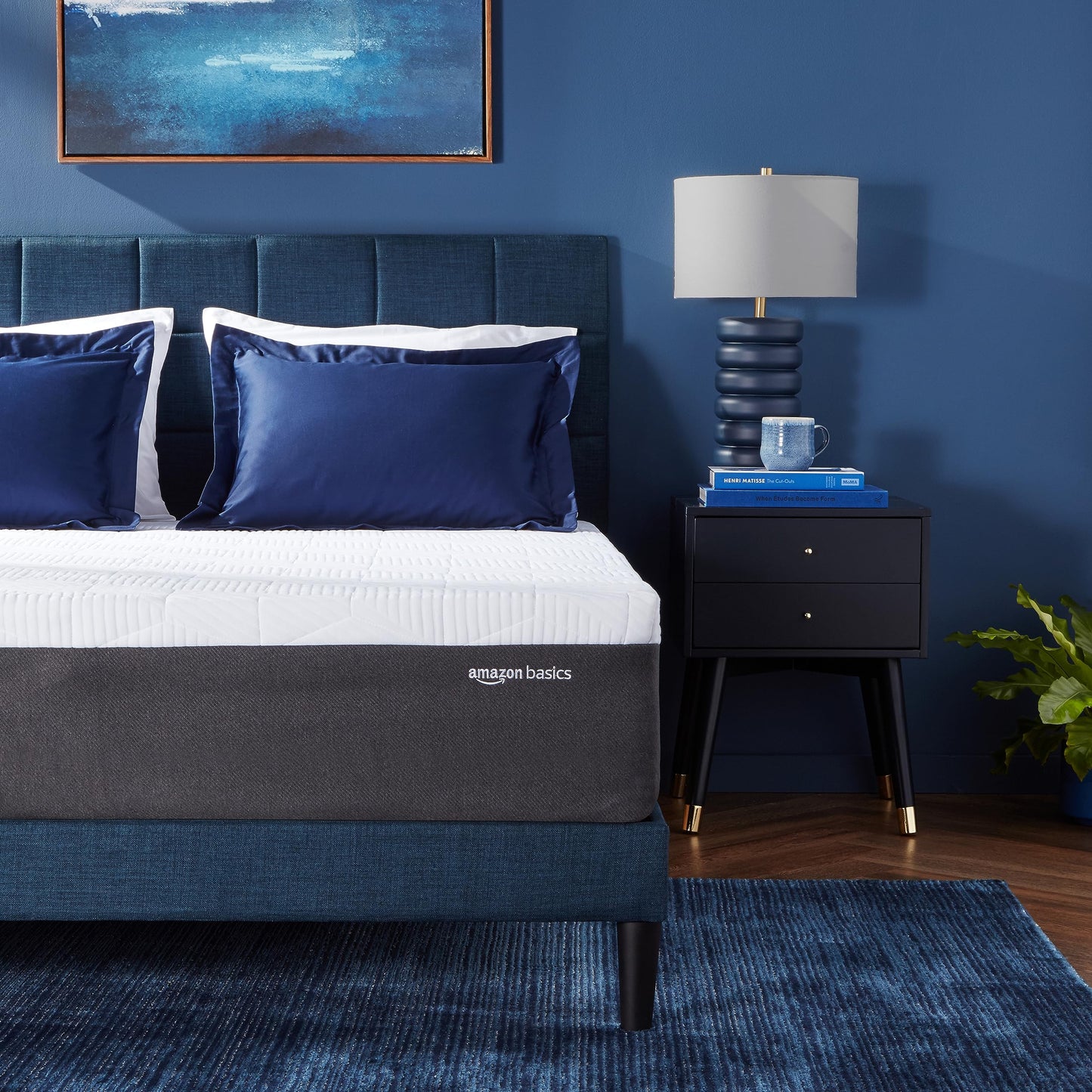 Amazon Basics Gel Memory Foam Mattress, Firm, Cooling, Queen Size Mattress, CertiPUR-US® Certified Foam, 80 x 60 x 12 inches, White/Dark Gray