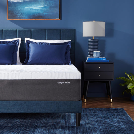 Amazon Basics Gel Memory Foam Mattress, Firm, Cooling, Queen Size Mattress, CertiPUR-US® Certified Foam, 80 x 60 x 12 inches, White/Dark Gray