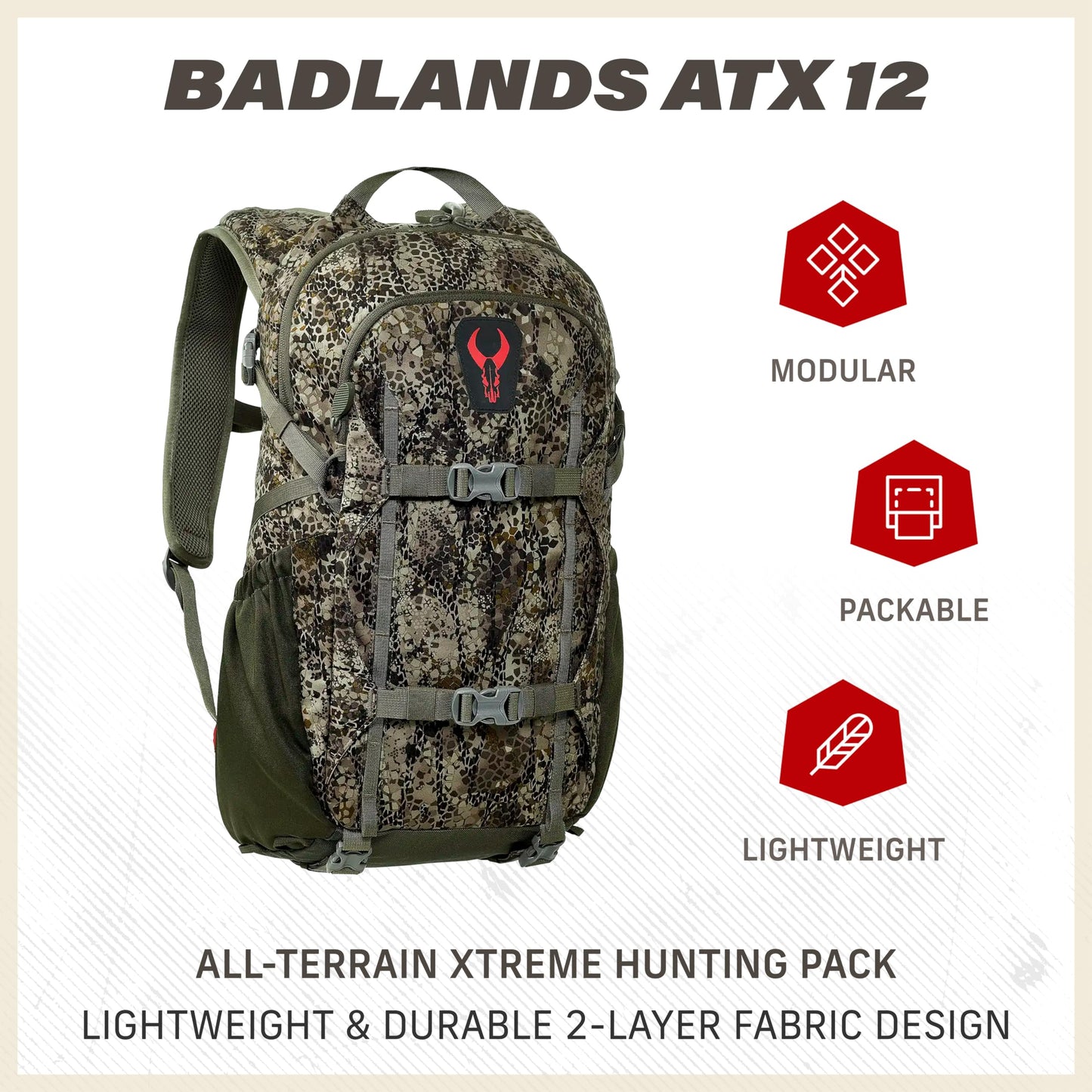 Badlands ATX 12 Hunting Pack - All-Terrain Xtreme Tactical Backpack, Lightweight, Water Resistant, Approach OG