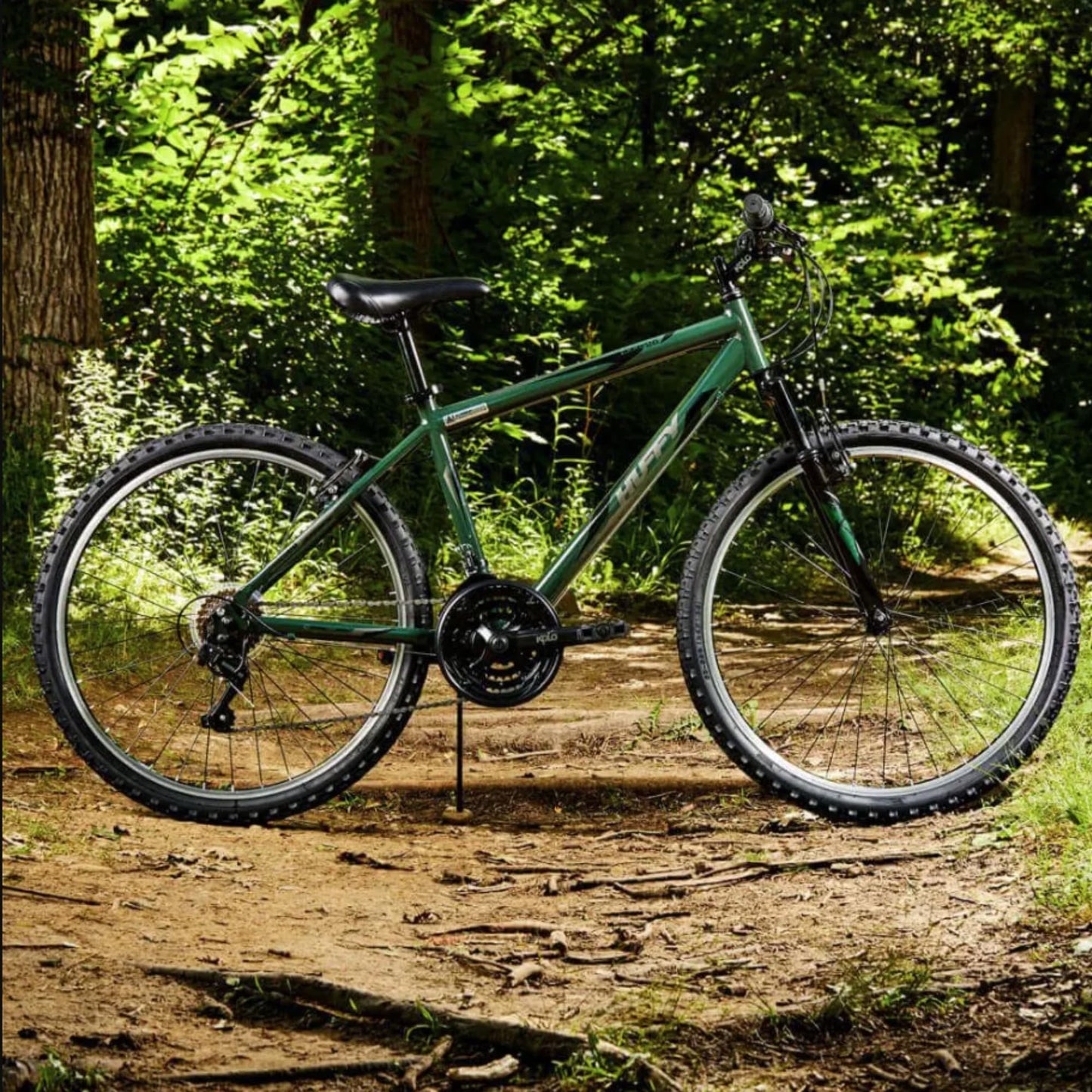 Huffy Hardtail Mountain Trail Bike 24 inch, 26 inch, 27.5 inch, 26 Inch Wheels/17 Inch Frame, Military Green Gloss