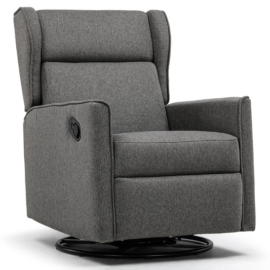COMHOMA Rocking Recliner Chair,Swivel Glider Reclining Single Sofa Manual Rocker Recliners,Nursery Rocking Chairs with Upholstered Seating for Living Room Office(Light Gray)