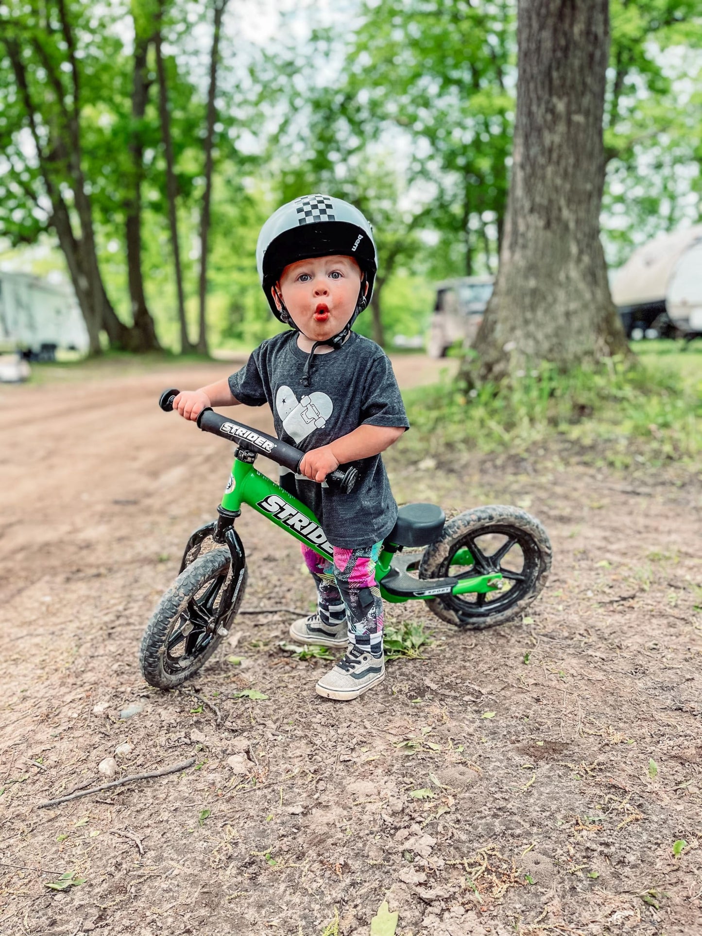 Strider 12” Sport Bike, Green - No Pedal Balance Bicycle for Kids 1 to 4 Years - Includes Safety Pad, Padded Seat, Mini Grips & Flat-Free Tires - Tool-Free Assembly & Adjustments