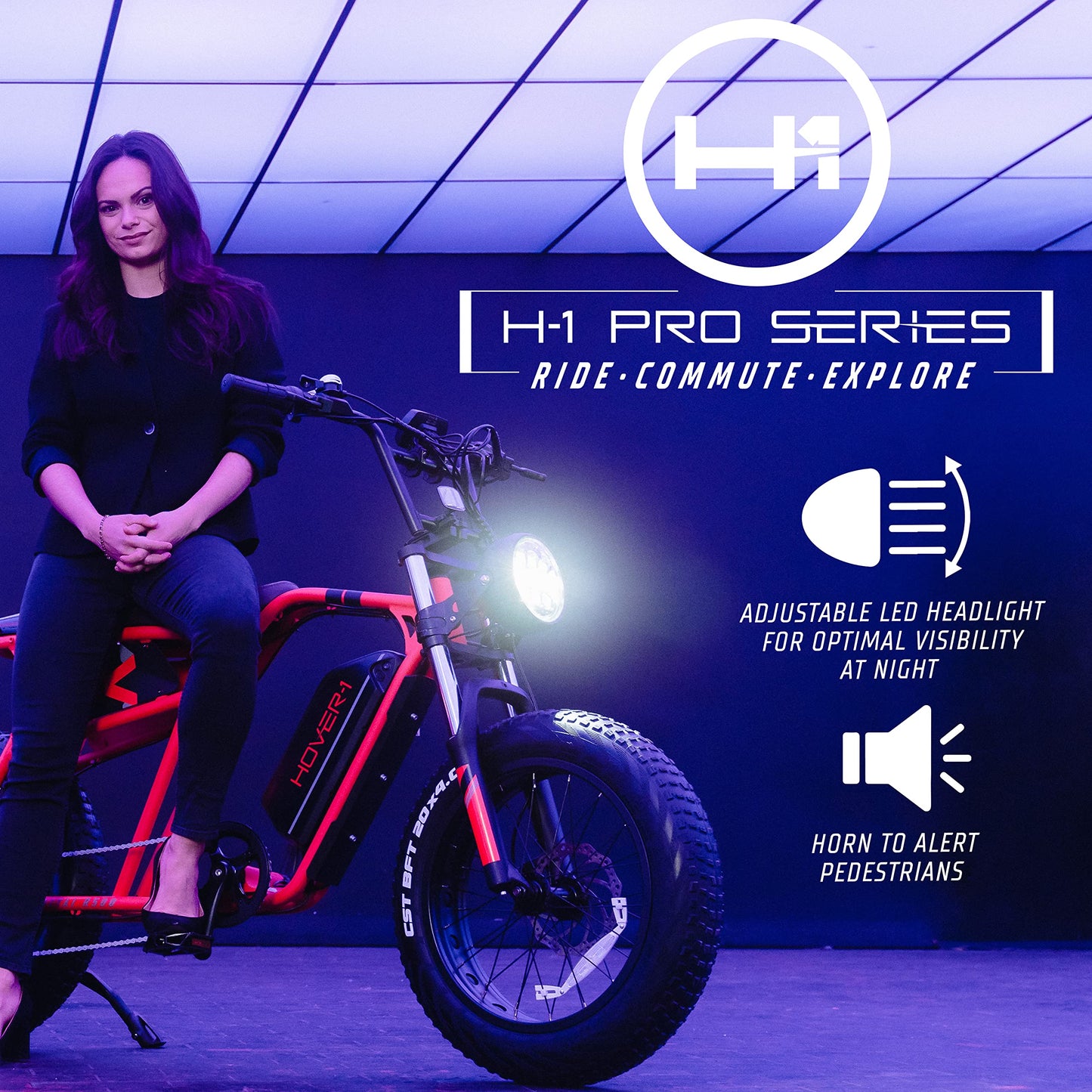 Hover-1 Pro Series Altai R500 Electric Bicycle with 28 mph Max Speed, 500W Motor, Average Range of 60 Miles and 20” Fat Tires Electric Bike for Adults & Teens