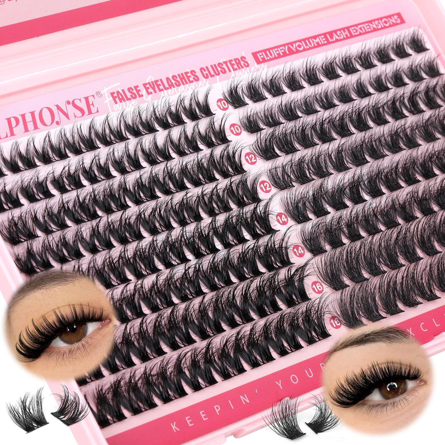 ALPHONSE Lash Clusters 2 Styles Cluster Eyelash Extensions Fluffy 10-16mm Individual Lashes Clusters Wispy DIY Lash Extensions for Beginners at Home Pestañas Pelo a Pelo