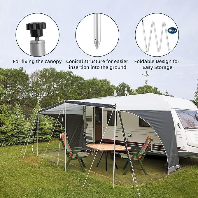 4 Pack Tent Poles 6.6 Feet, Beach Tent Sun shelter Replacement, Tarp Canopy Accessories for Camping, Fishing and Party