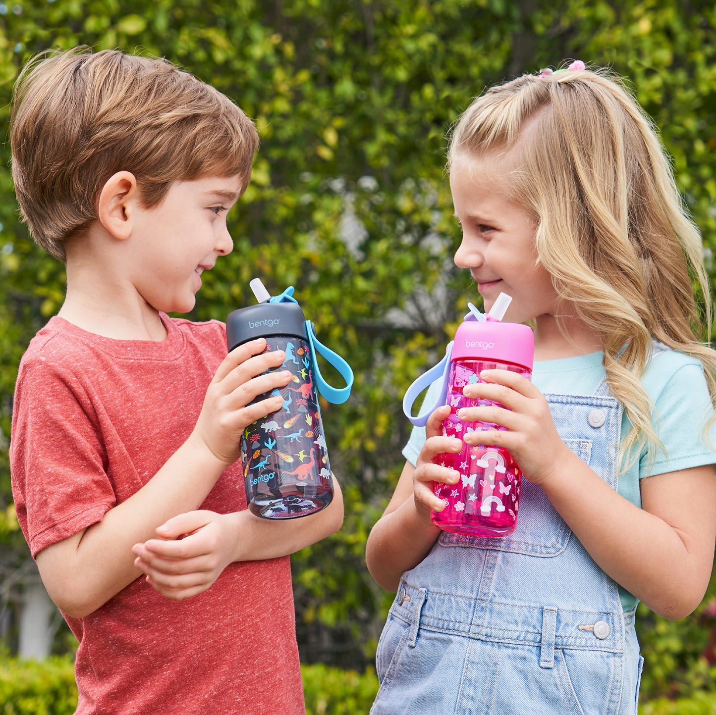 Bentgo Kids Water Bottle - Leak-Proof, Durable Tritan™, BPA-Free 15 oz. Cup for Kids/Toddlers Ages 3+ - Flip-Up Straw & Dishwasher Safe for School, Sports, Daycare & Camp (Dinosaur)