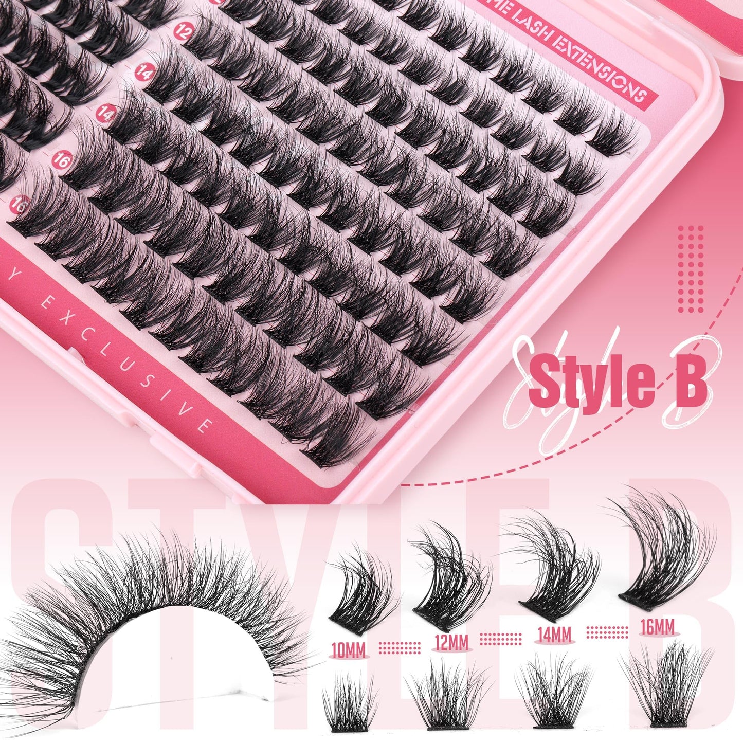 ALPHONSE Lash Clusters 2 Styles Cluster Eyelash Extensions Fluffy 10-16mm Individual Lashes Clusters Wispy DIY Lash Extensions for Beginners at Home Pestañas Pelo a Pelo