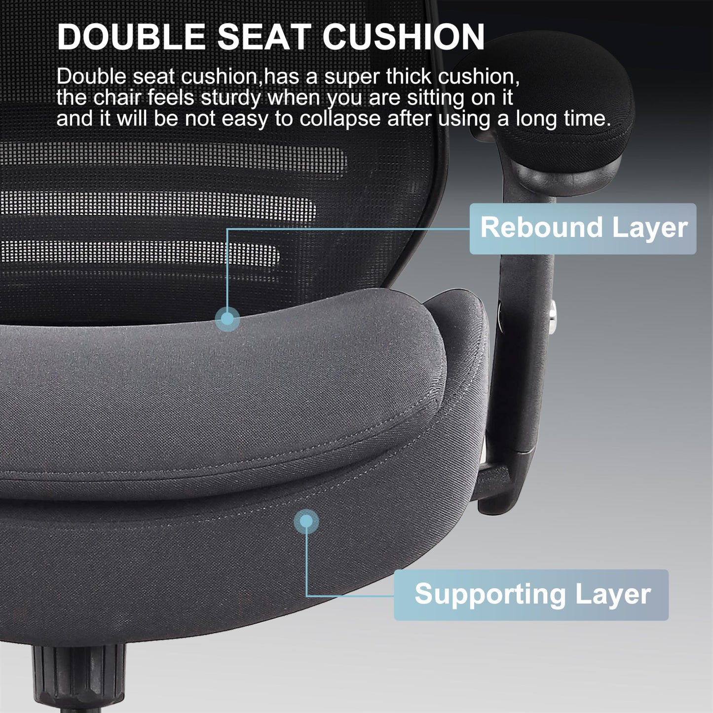 WITTLONG 400lbs Tall Office Drafting Chair with Extra Seat Cushion for High Standing Desk with Lumbar Support and Enlarged Adjustable Footring-Black