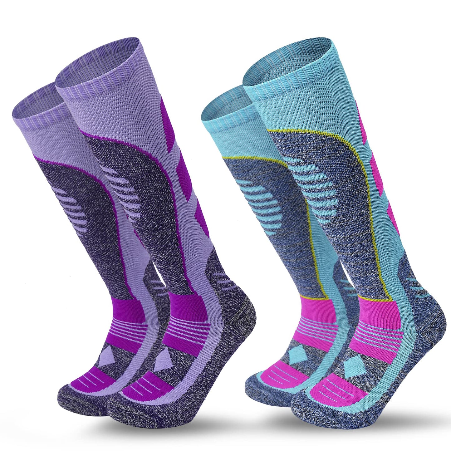 AII 2 pairs Athlete High Performance Unisex Knee Length Ski Socks For Men and Women, Winter Performance Socks，Snowboard socks