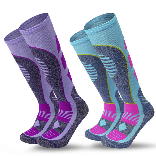 AII 2 pairs Athlete High Performance Unisex Knee Length Ski Socks For Men and Women, Winter Performance Socks，Snowboard socks