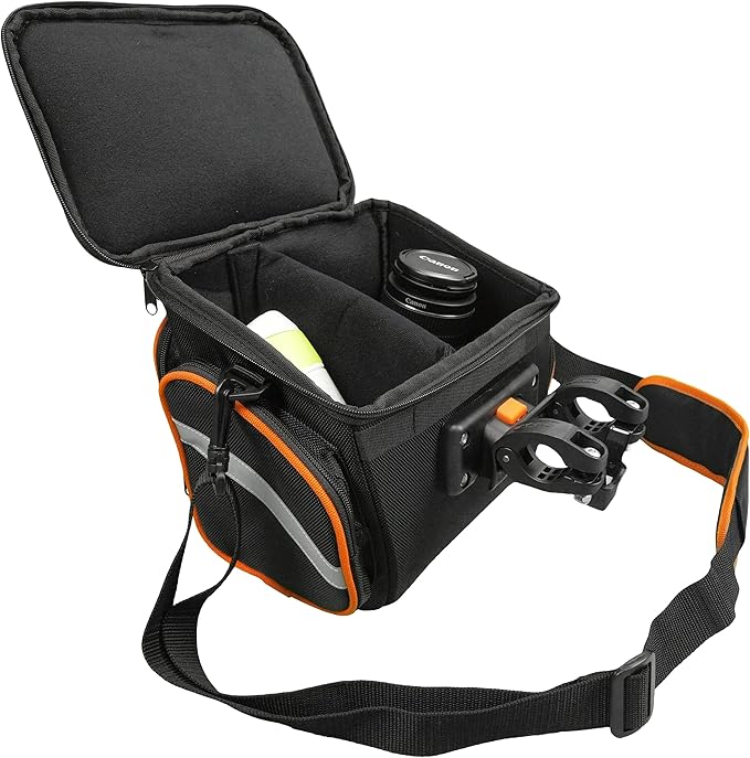 Ibera Bike Handlebar Bag for Camera Equipment, Clip-on Quick Release Bicycle Bag with Rain Cover and Map Sleeve