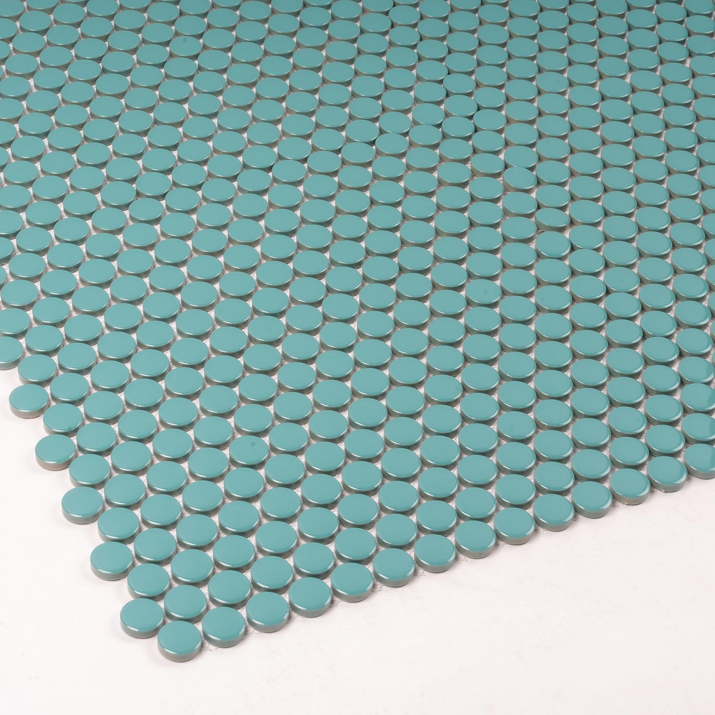 10 Ceramic Penny Round Tile Sheets, 9.87 SqFt/Box. Glossy Turquoise 11.46 X 12.4 in. Porcelain Wall Backsplash & Floor Decorative Mosaic Tile. Easy Install for Kitchens, Bathrooms Decor/Remodel