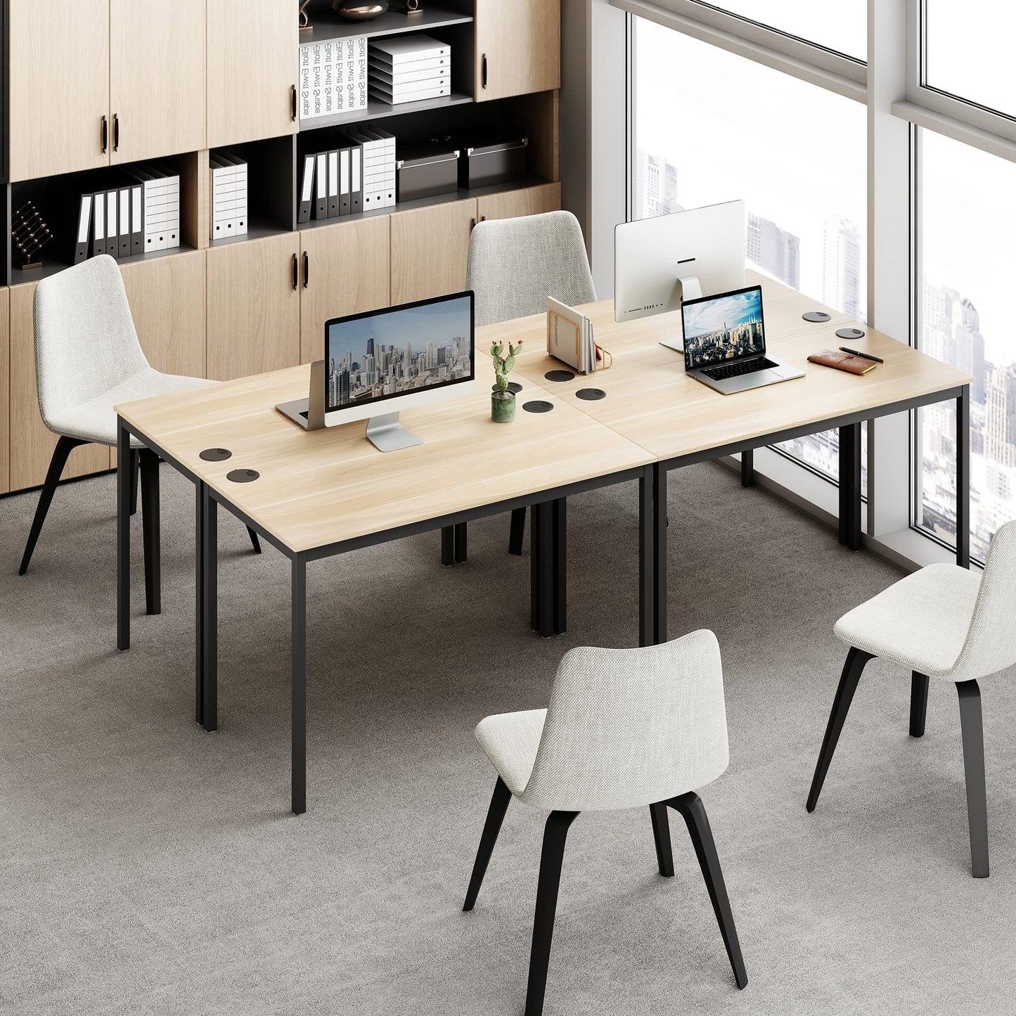 EE EUREKA ERGONOMIC 47 Inch Walnut Home Office PC Computer Desk, Simple Modern Work Study Writing Gaming Table for Small & Medium Spaces Desktop with Black Metal Legs, Sturdy & Easy Assembly