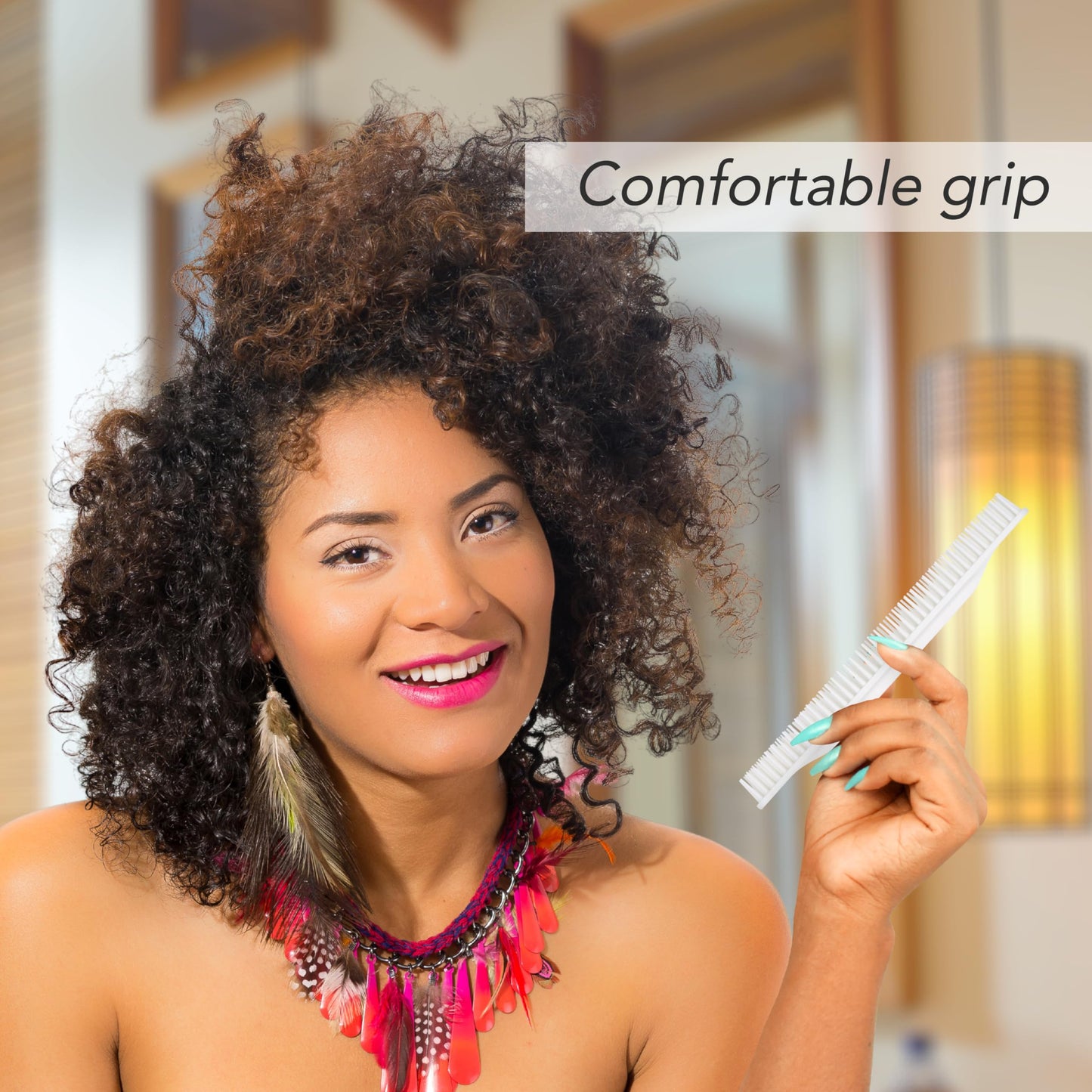 Allegro Combs #70 3-Row Detangling Comb, White - Curly Hair Stylists Curl Defining Comb Made In The USA, Perfect for Women Curly Hair, 1 Piece, Stainless Steel