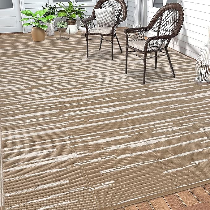HEBE Outdoor Rug 8'x10' for Patios Clearance Waterproof Patio Mat Plastic Straw Rug Reversible RV Camping Tent Rug Outside Indoor Outdoor Area Rugs for RV,Deck,Beach,Balcony,Camper