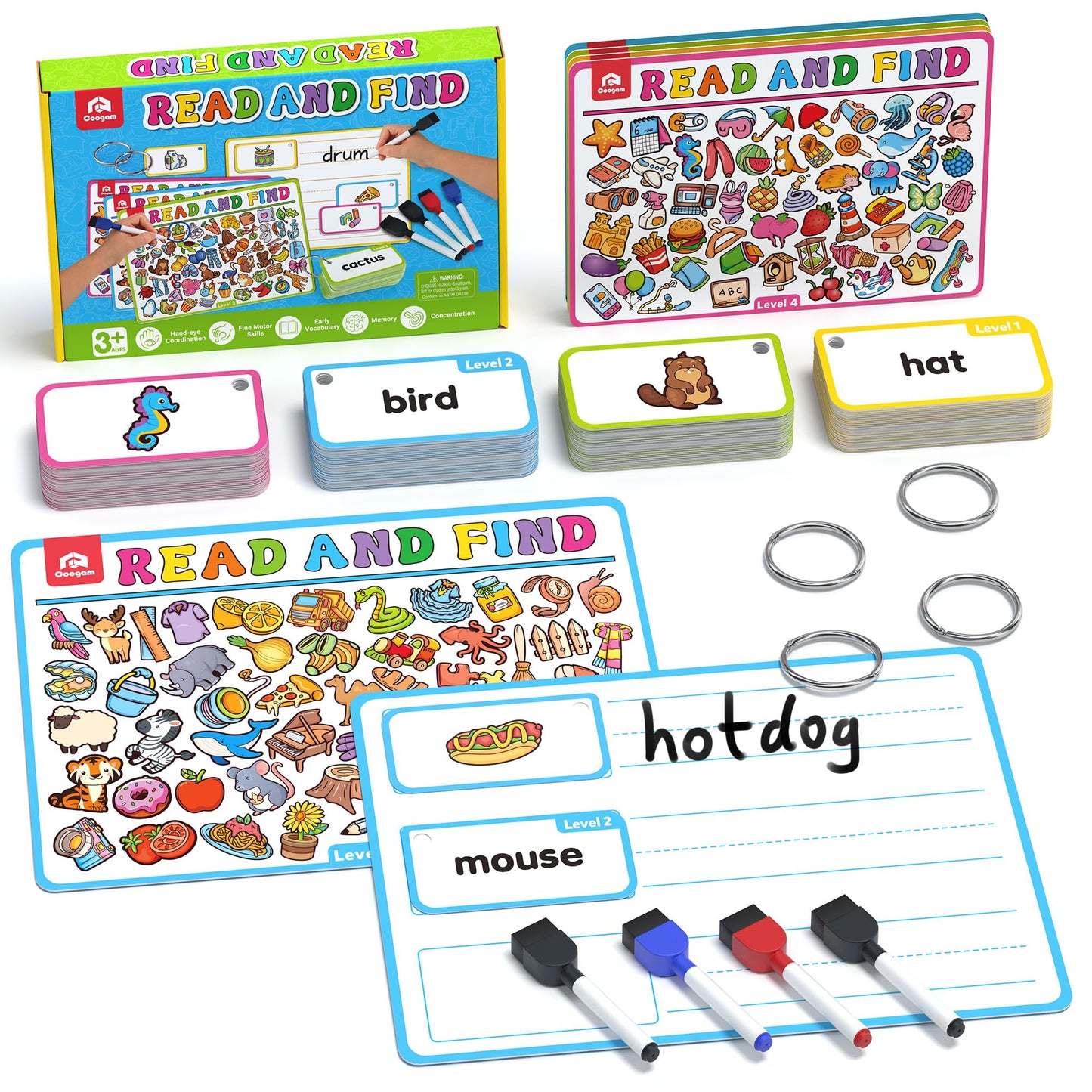 Coogam Handwriting Practice & Object Matching Card Game, Find It Activity Learning Game, Preschool Educational Travel Toy Gift,Autism Sensory Toys for Ages 3+ Toddlers