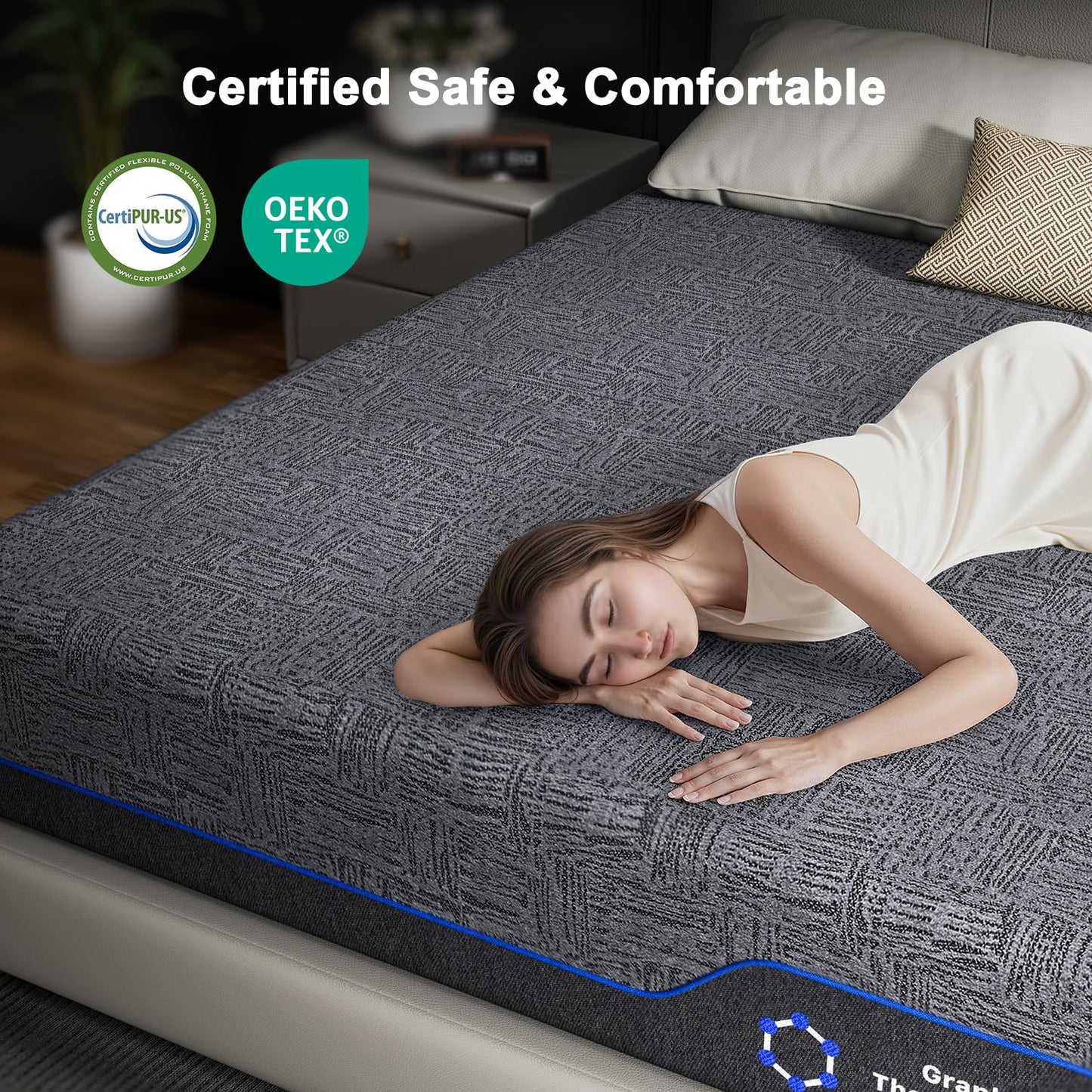 Amada 12 Inch Queen Mattress, Queen Memory Foam Mattress, Cooling Sleep & Pressure Relief, Medium Firm Plus Feel & Fiberglass-Free, CertiPUR-US Certified Mattress Bed in a Box